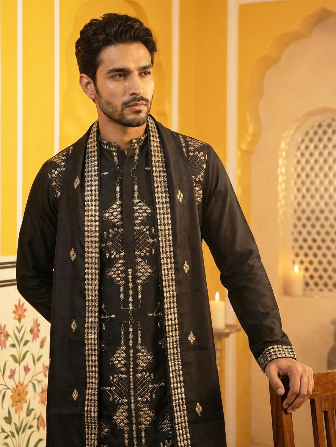Men Emboidered Mandarin Neck Long Kurta - 22503351 -  Standard Image - 2