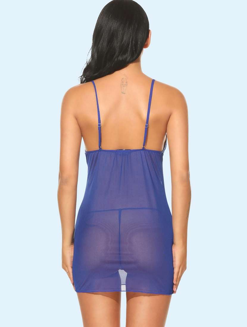 women self design shoulder strap babydoll set - 22503633 -  Standard Image - 2