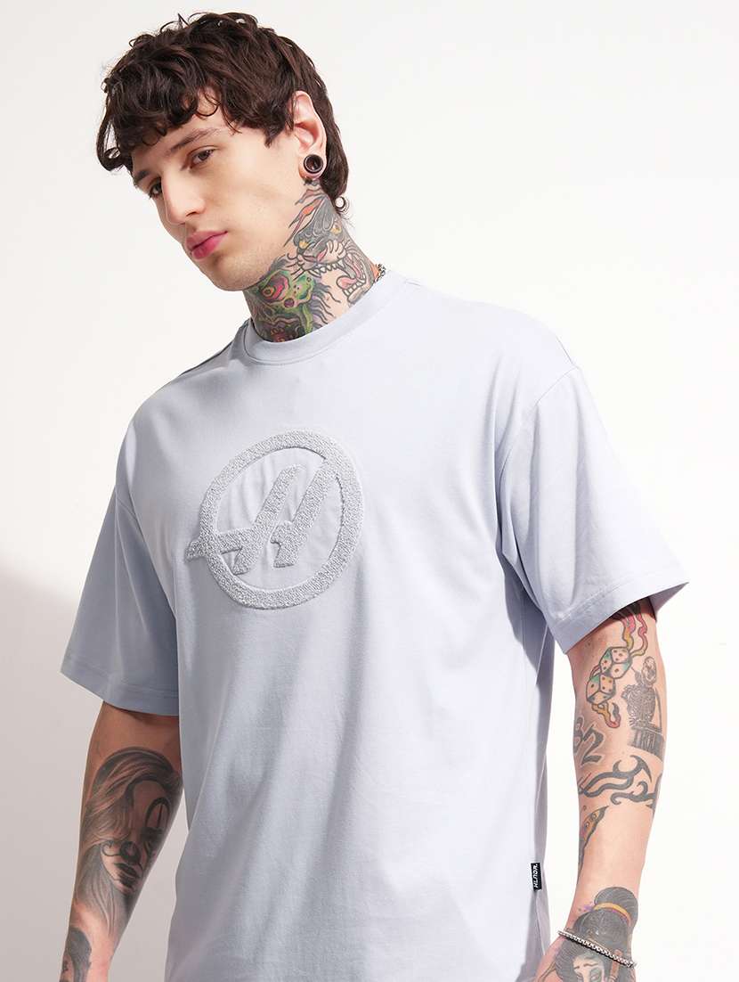 men textured short sleeve oversized t-shirt