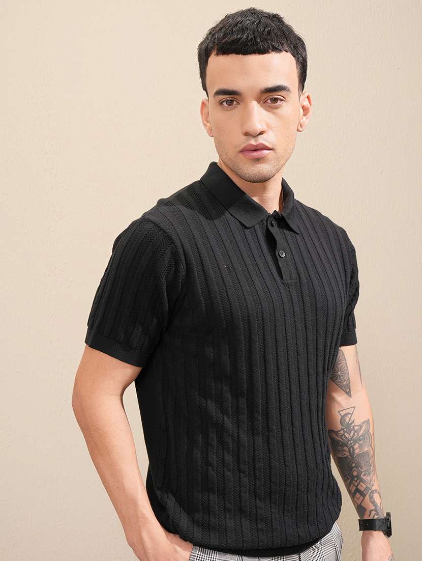 men self design short sleeve regular fit polo t-shirt
