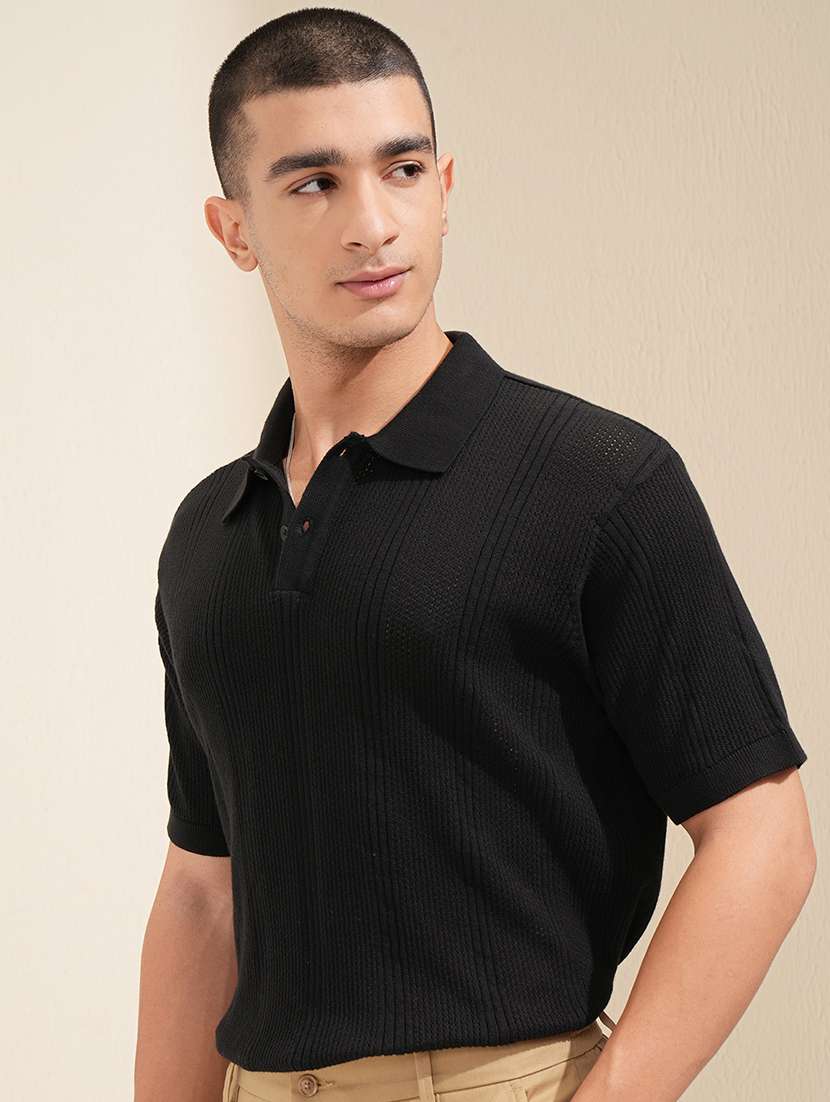 men self design short sleeve regular fit polo t-shirt