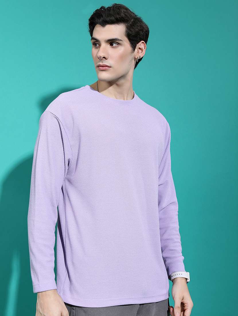 men textured long sleeve regular fit t-shirt - 22503809 -  Standard Image - 2