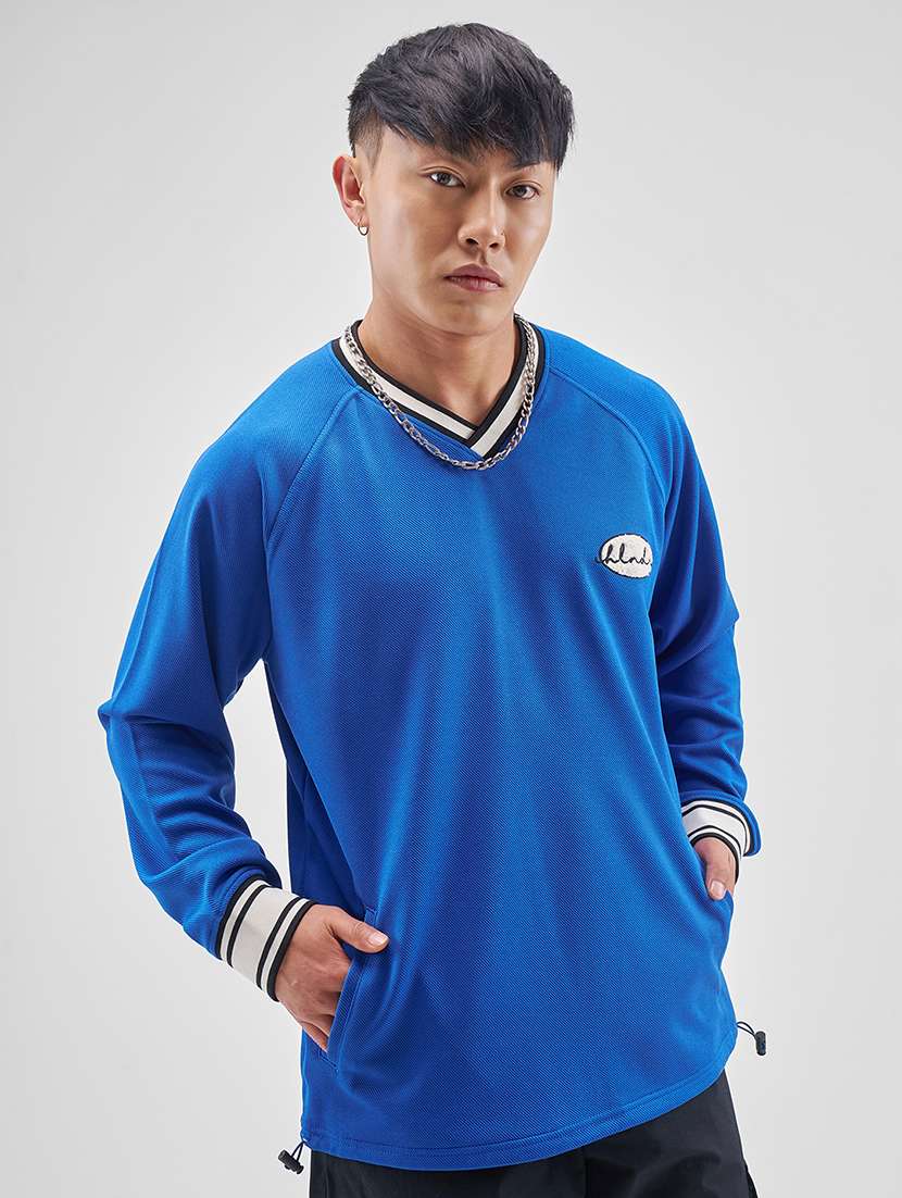 men solid long sleeve oversized t-shirt