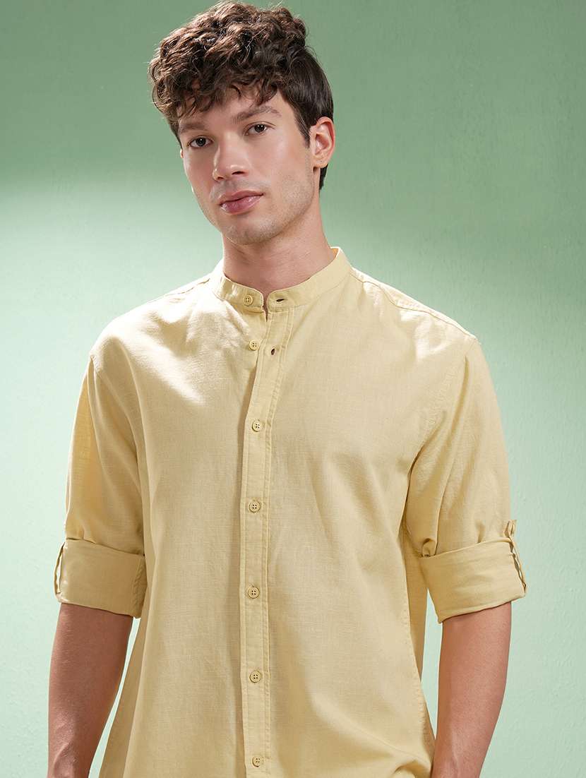 men solid long sleeve regular fit casual shirt