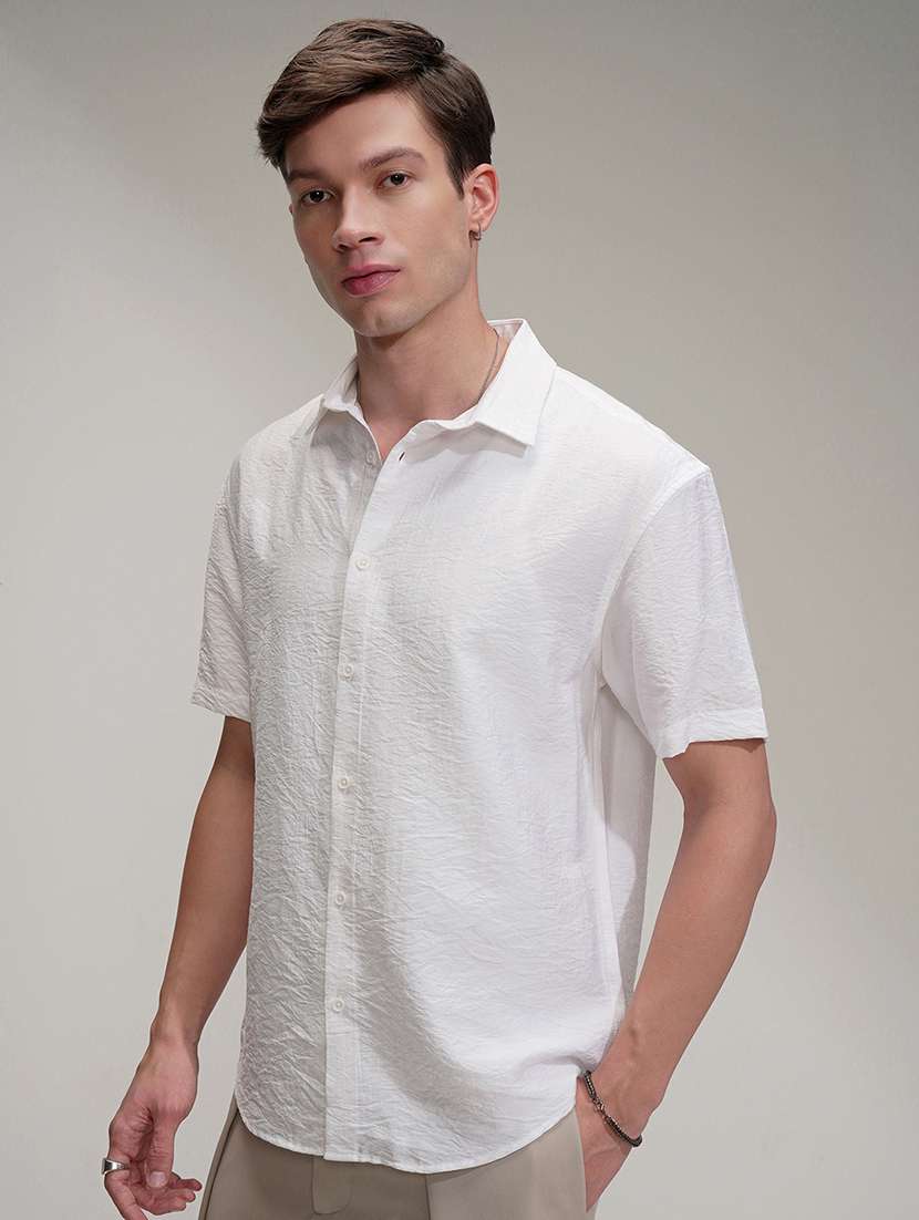 men solid short sleeve regular fit casual shirt - 22503948 -  Standard Image - 2