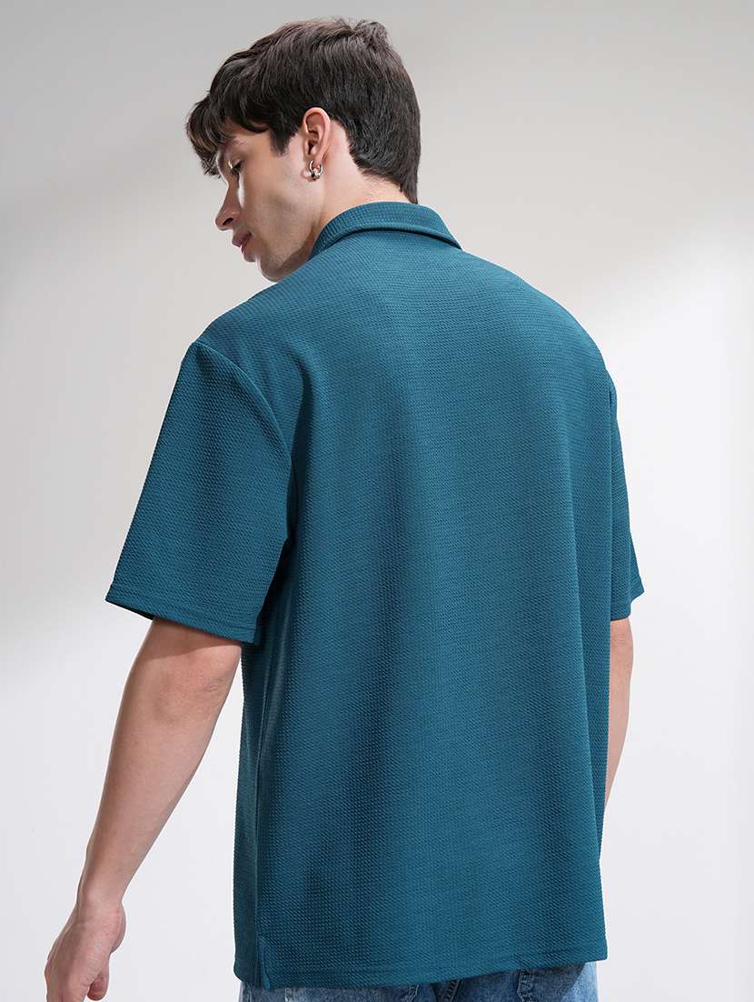 men textured short sleeve loose fit casual shirt - 22503985 -  Standard Image - 2
