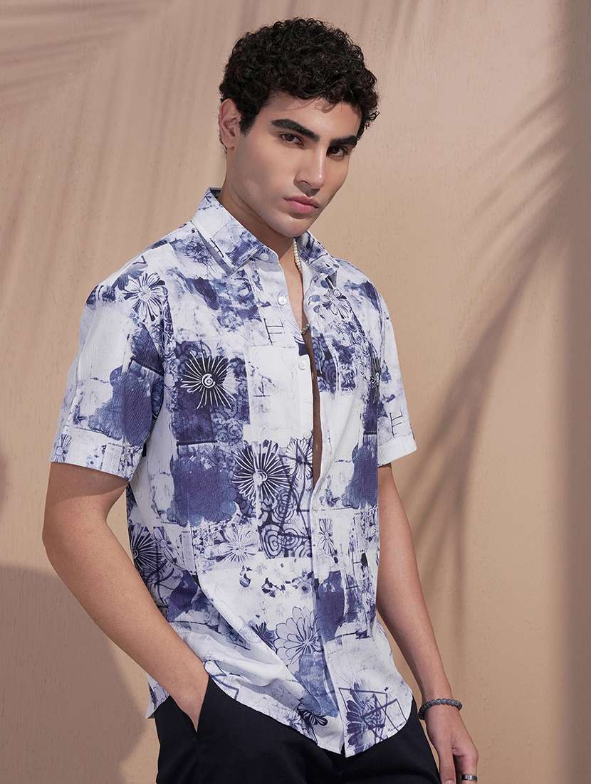 men printed short sleeve regular fit casual shirt - 22504022 -  Standard Image - 2