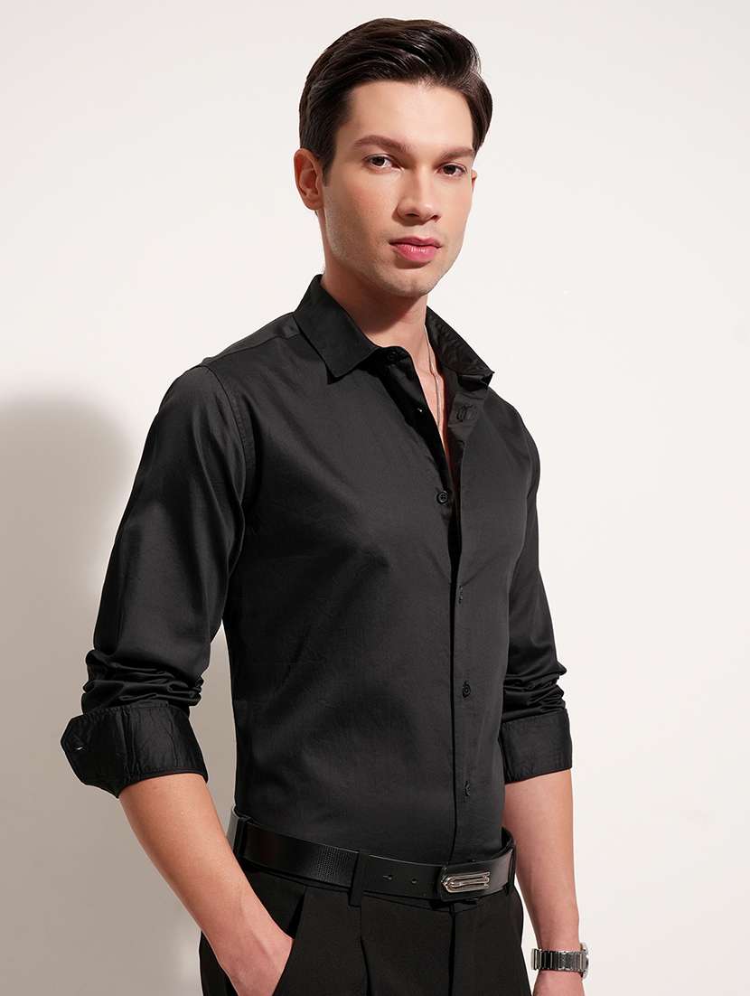 men solid long sleeve slim fit casual shirt - 22504057 -  Standard Image - 2