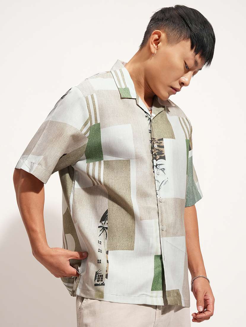 men printed short sleeve regular fit casual shirt - 22504058 -  Standard Image - 2