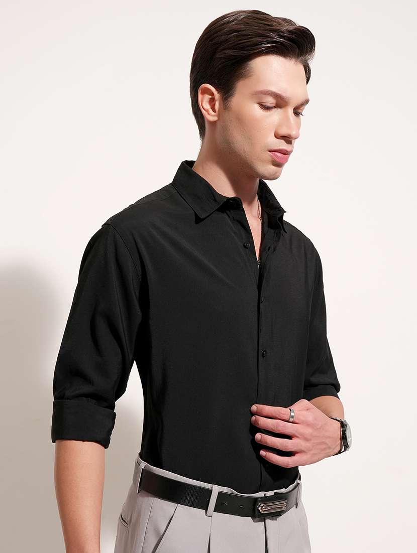 men solid long sleeve slim fit casual shirt - 22504067 -  Standard Image - 2