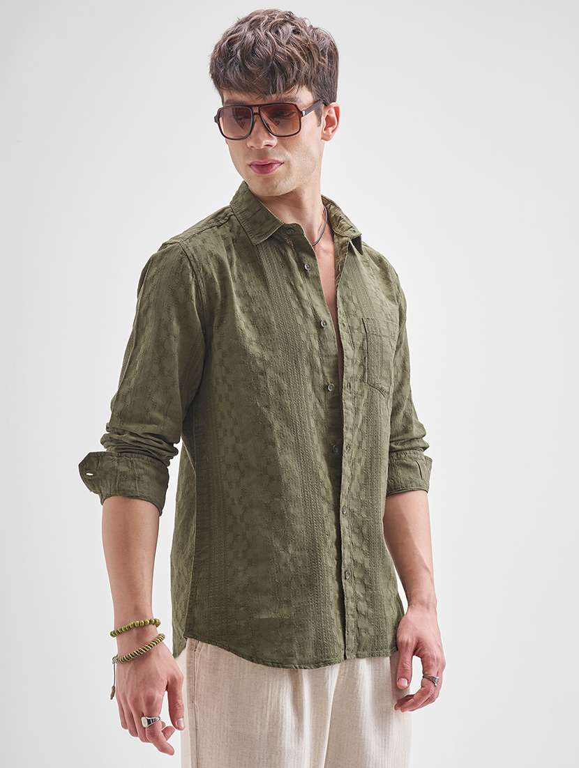 men self design long sleeve regular fit casual shirt - 22504094 -  Standard Image - 2