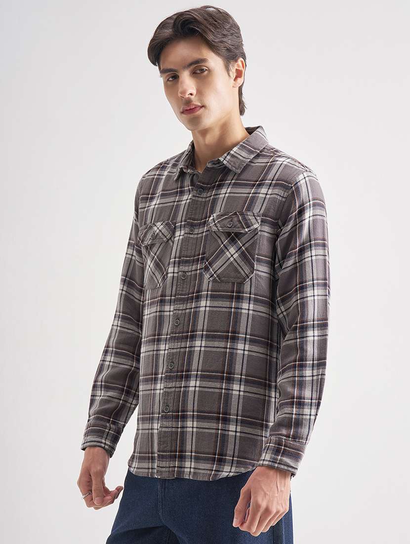 Men Checkered Long Sleeve Regular Fit Casual Shirt - 22504128 -  Standard Image - 2