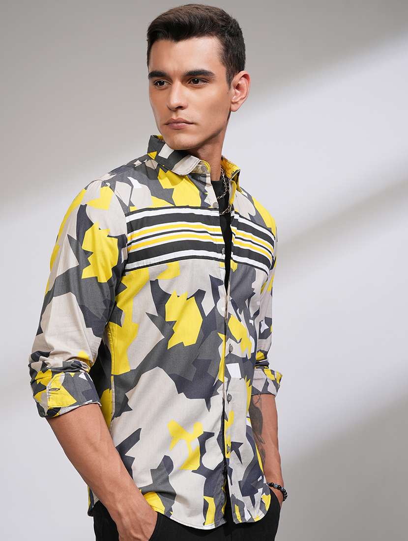 men printed long sleeve regular fit casual shirt - 22504231 -  Standard Image - 2