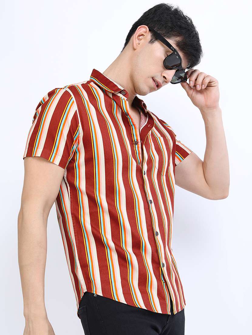 men striped long sleeve slim fit casual shirt - 22504234 -  Standard Image - 2