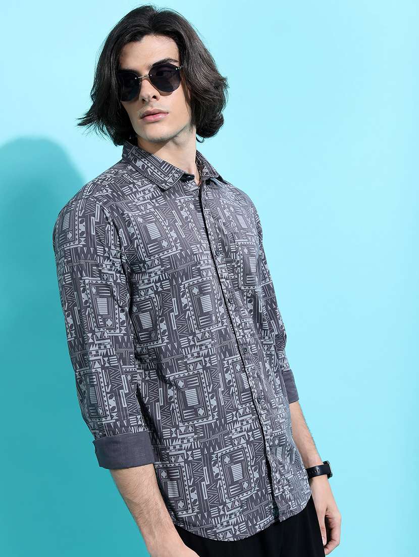 men printed long sleeve regular fit casual shirt - 22504247 -  Standard Image - 2