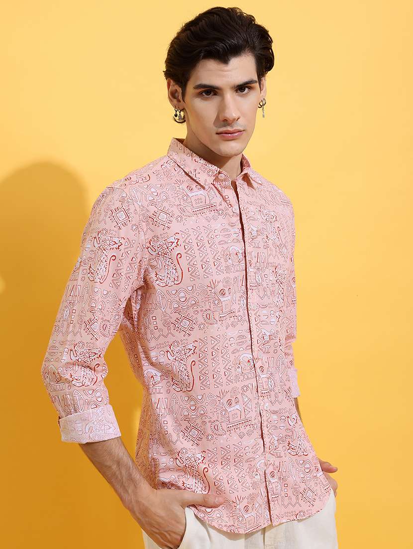 men printed long sleeve regular fit casual shirt - 22504250 -  Standard Image - 2