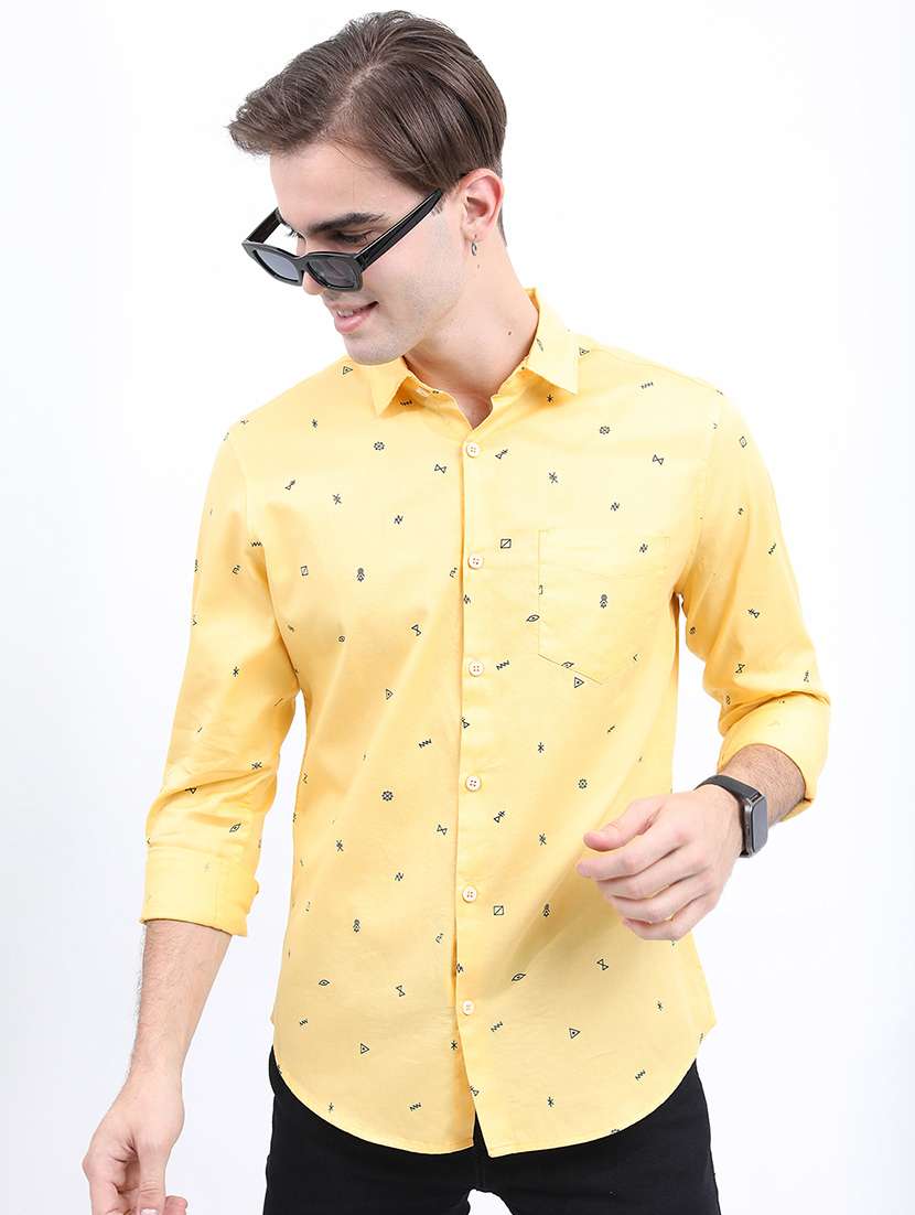 men printed long sleeve regular fit casual shirt