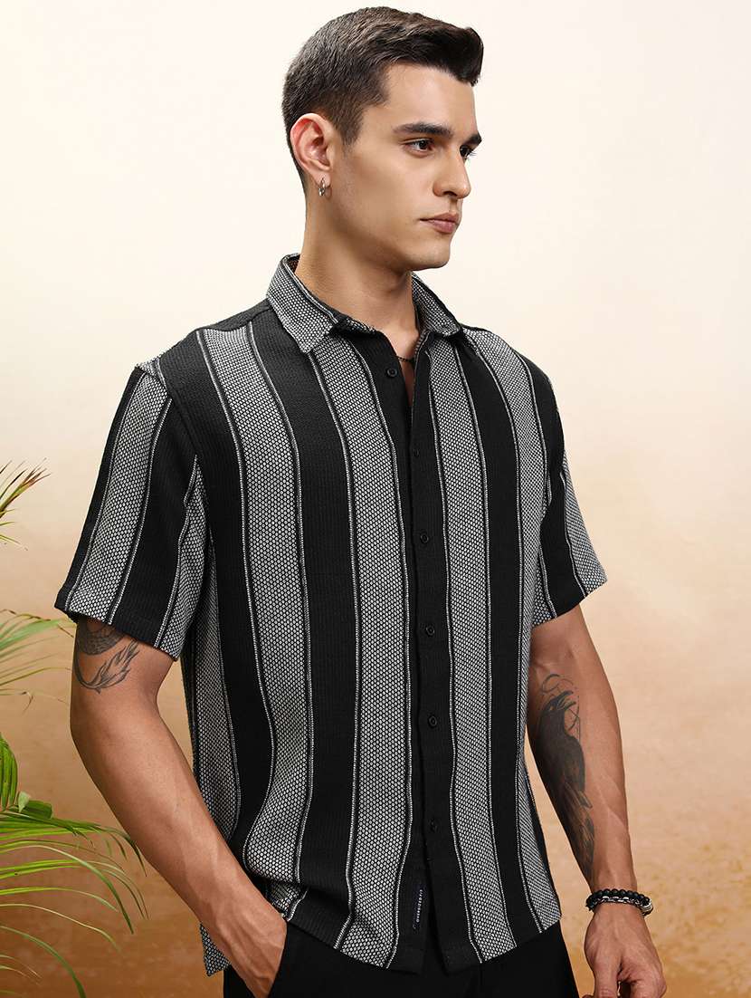men striped long sleeve loose fit casual shirt - 22504371 -  Standard Image - 2