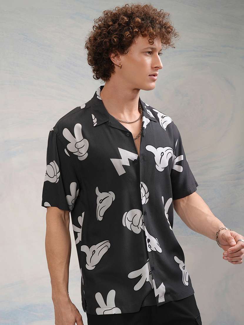 men printed short sleeve regular fit casual shirt - 22504408 -  Standard Image - 2