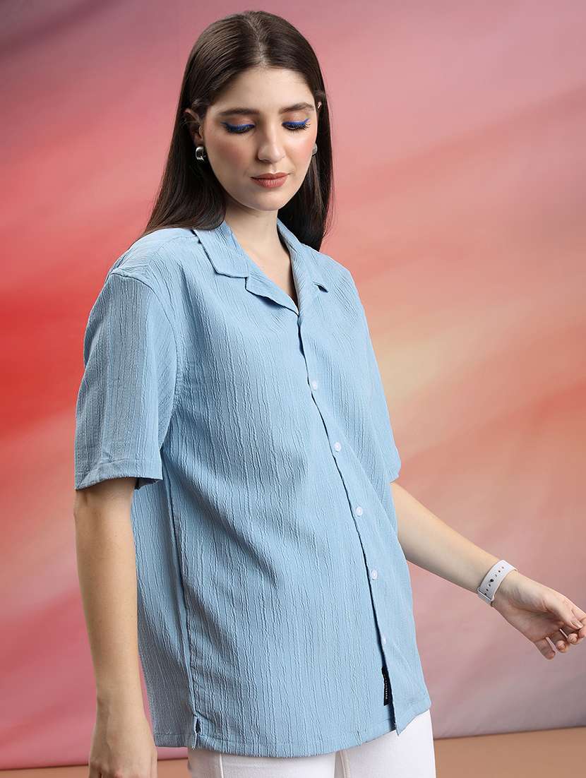 men textured short sleeve oversized casual shirt - 22504417 -  Standard Image - 2