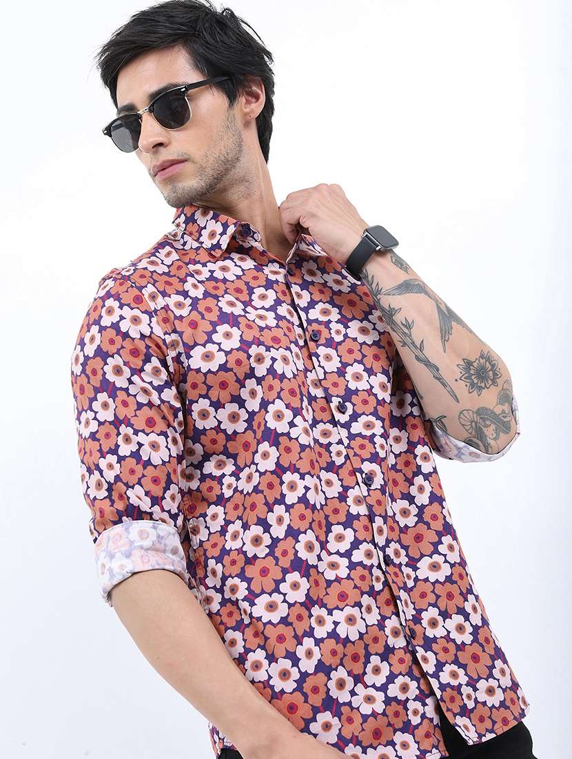 men printed long sleeve regular fit casual shirt - 22504424 -  Standard Image - 2