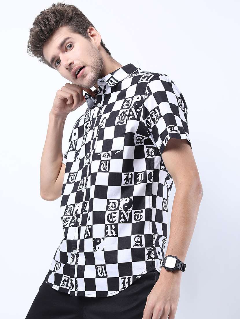 men printed short sleeve slim fit casual shirt - 22504476 -  Standard Image - 2