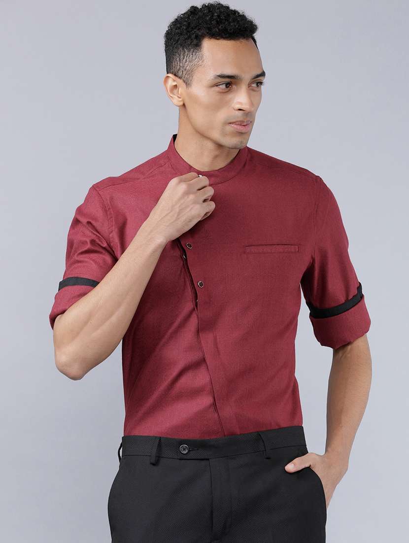 men solid long sleeve slim fit casual shirt