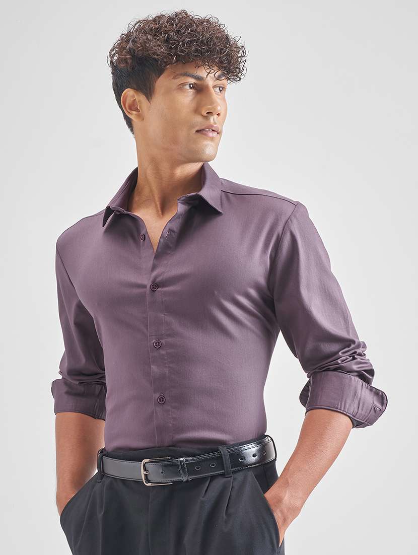 men solid long sleeve slim fit casual shirt - 22504548 -  Standard Image - 2