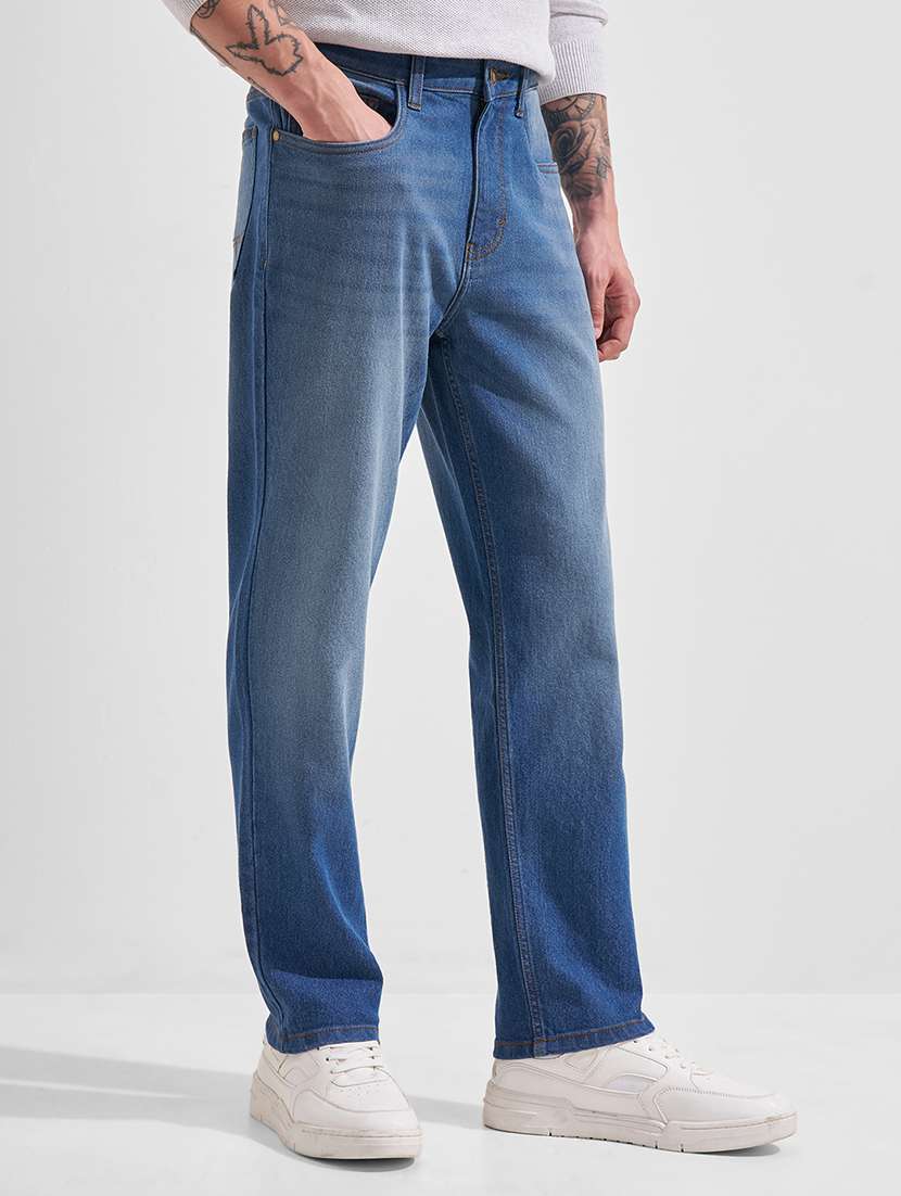 men washed mid rise straight jeans - 22504595 -  Standard Image - 2