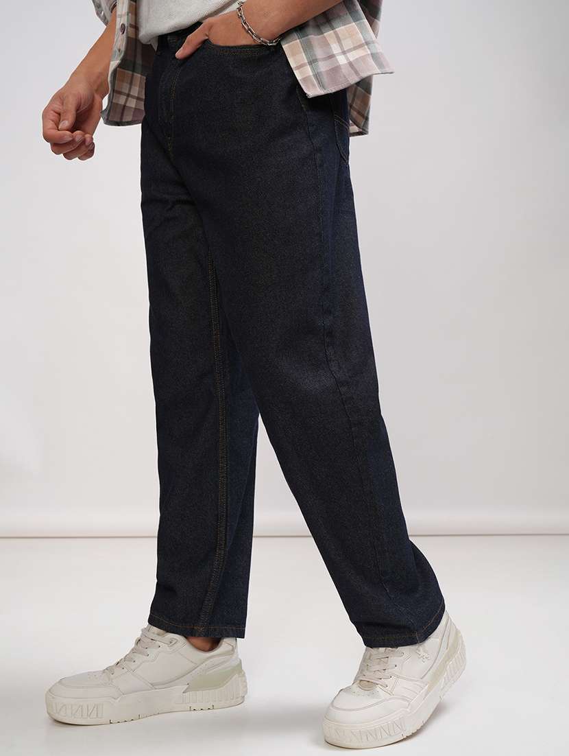 men plain mid rise full length straight jeans - 22504599 -  Standard Image - 2
