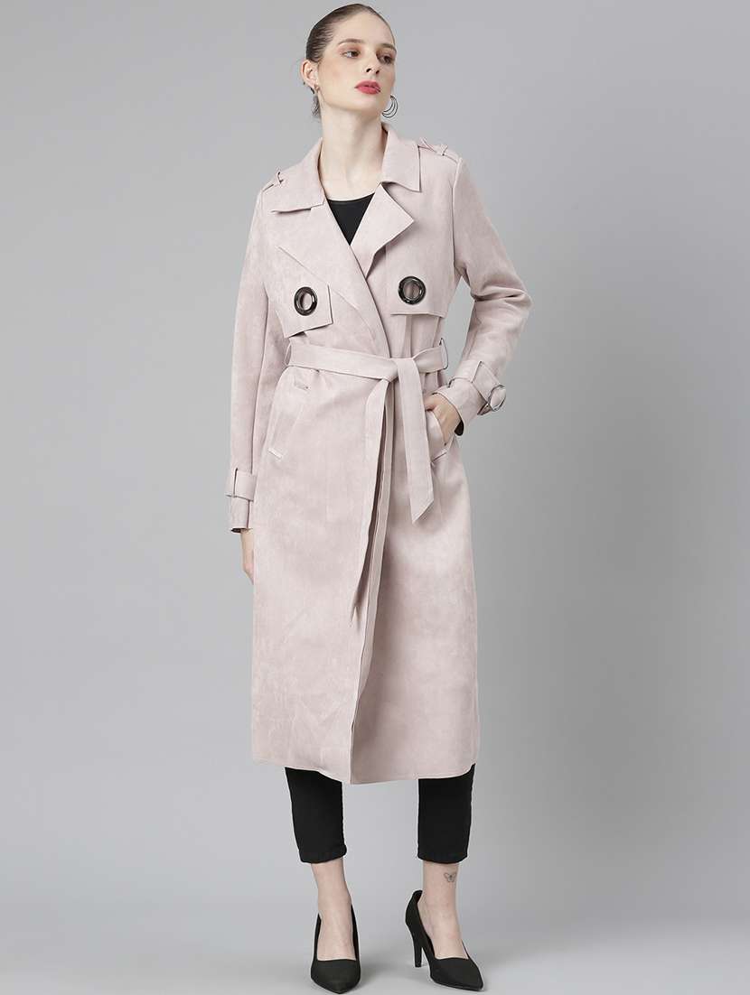 women solid long sleeves overcoat - 22504801 -  Standard Image - 2