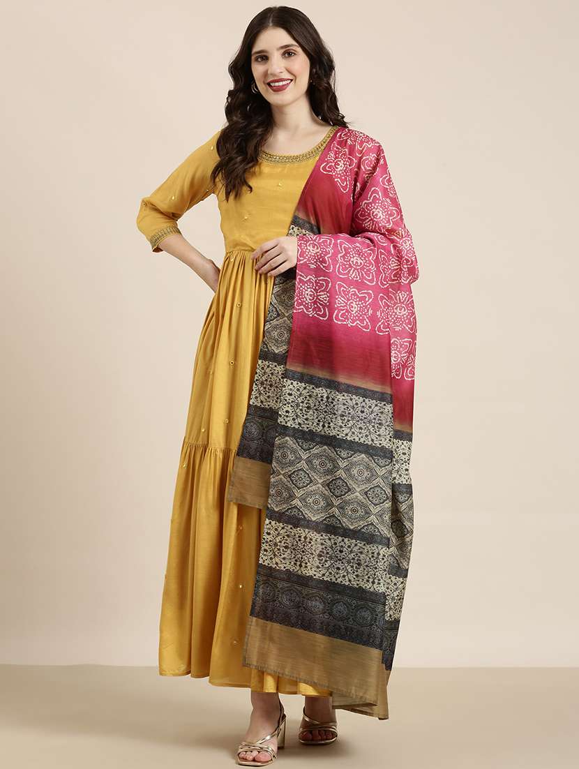 women embroidered round neck tiered kurta - 22504828 -  Standard Image - 2