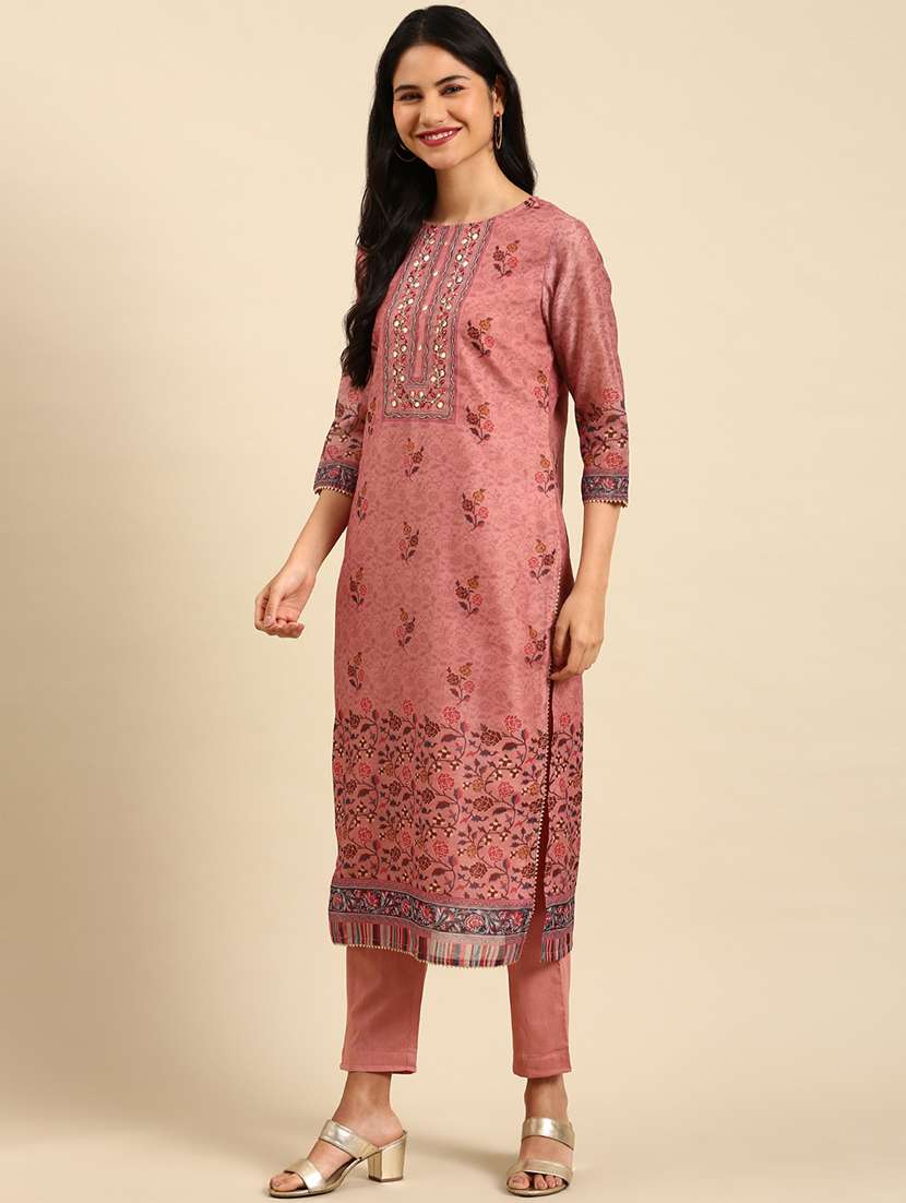 Women Printed Round Neck Kurta And Pant Set With Dupatta - 22504859 -  Standard Image - 2