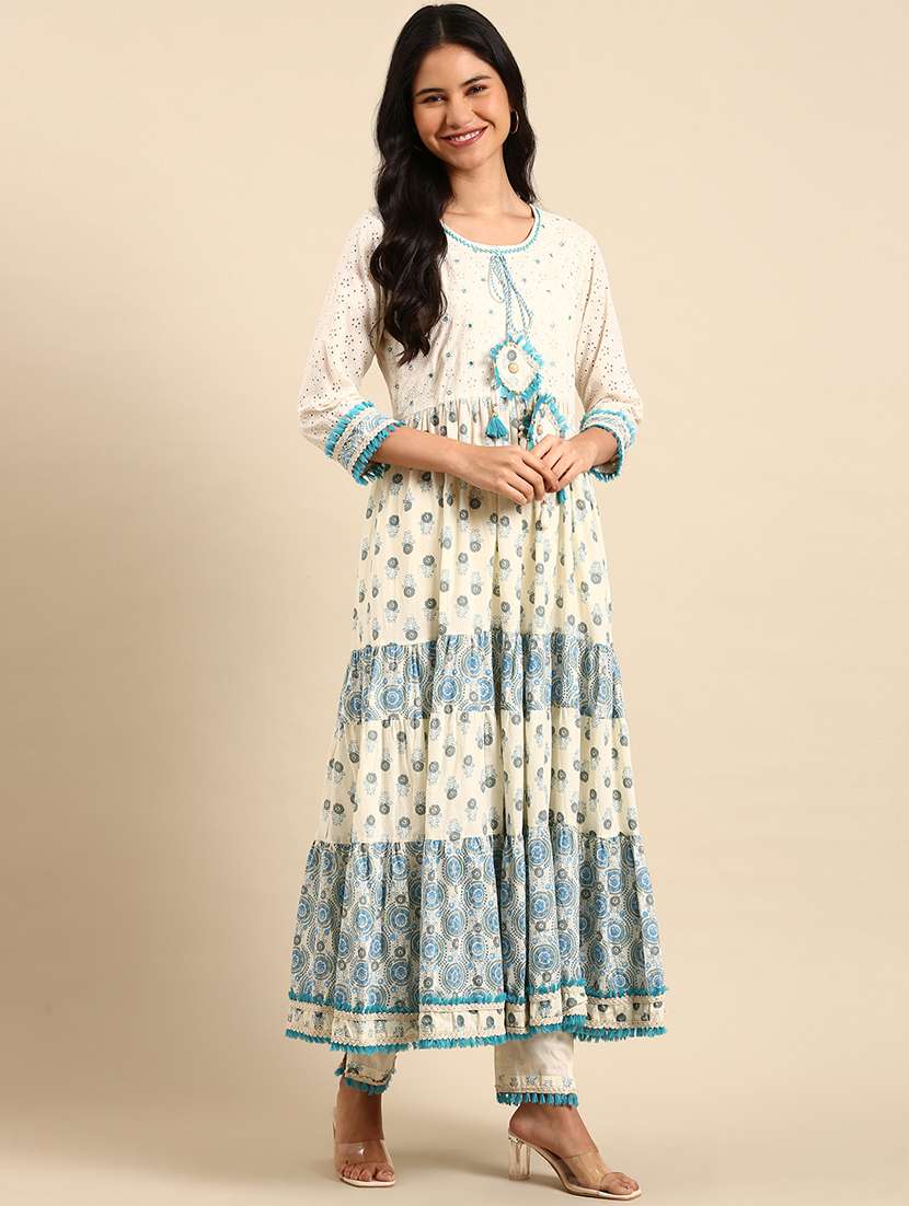 women printed round neck kurta and pant set with dupatta - 22504874 -  Standard Image - 2