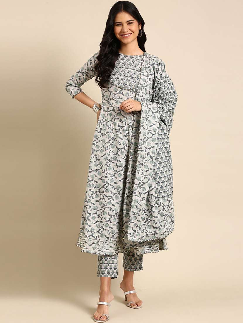 Women Printed Round Neck Kurta And Pant Set With Dupatta - 22504878 -  Standard Image - 2