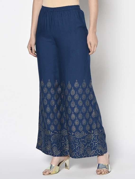 women printed mid rise flared palazzo - 22504929 -  Standard Image - 2