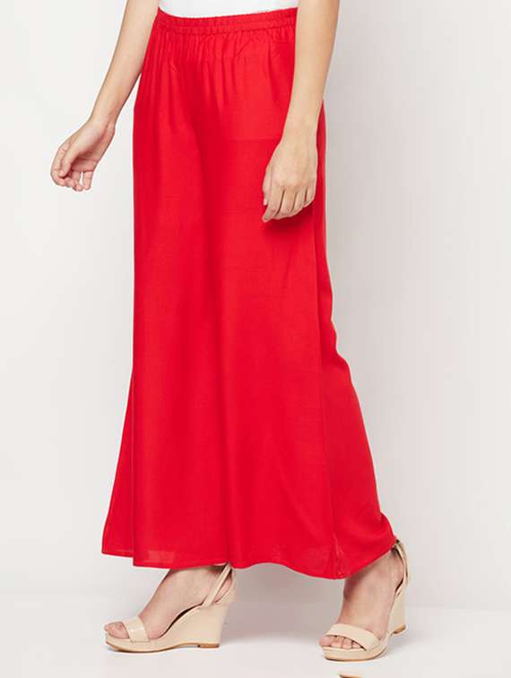 women solid mid rise flared palazzo - 22504934 -  Standard Image - 2