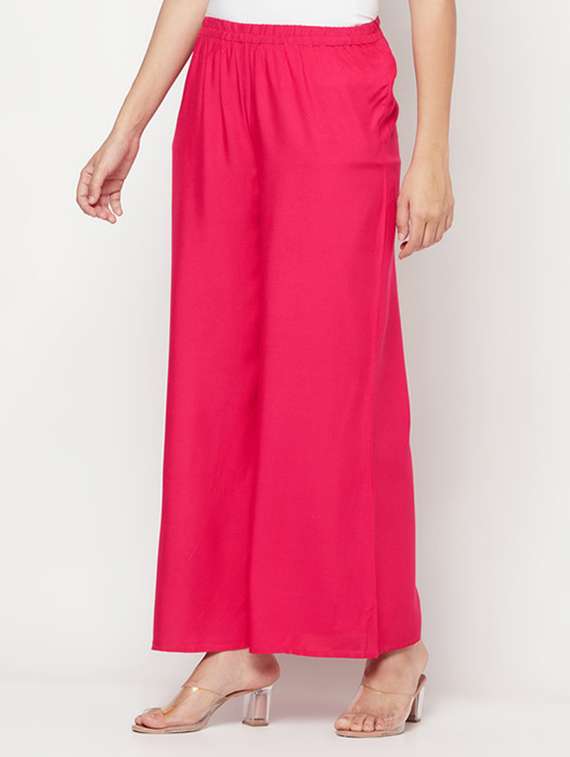 women solid mid rise flared palazzo - 22504935 -  Standard Image - 2