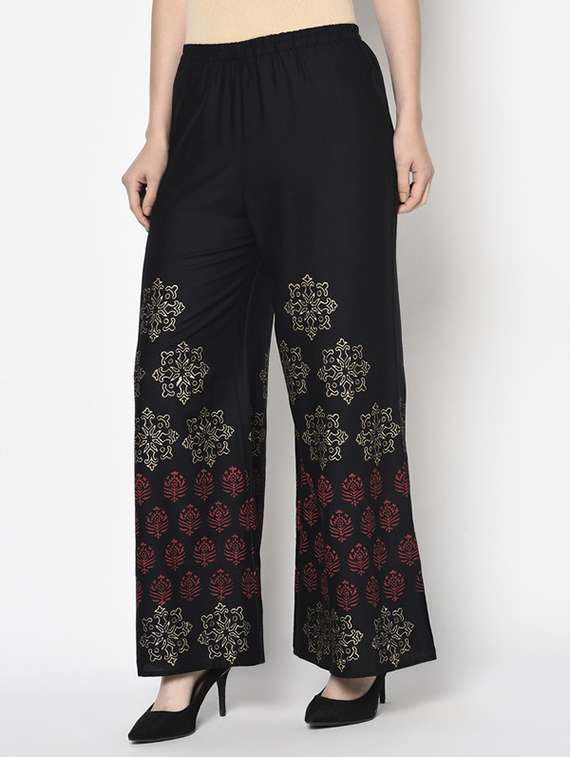 Women Printed Mid Rise Flared Palazzo - 22504939 -  Standard Image - 2