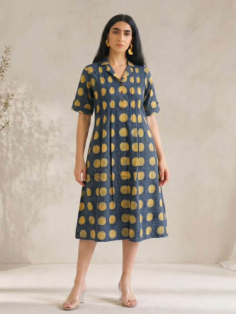 women printed collared a-line dress - 22504959 -  Standard Image - 2