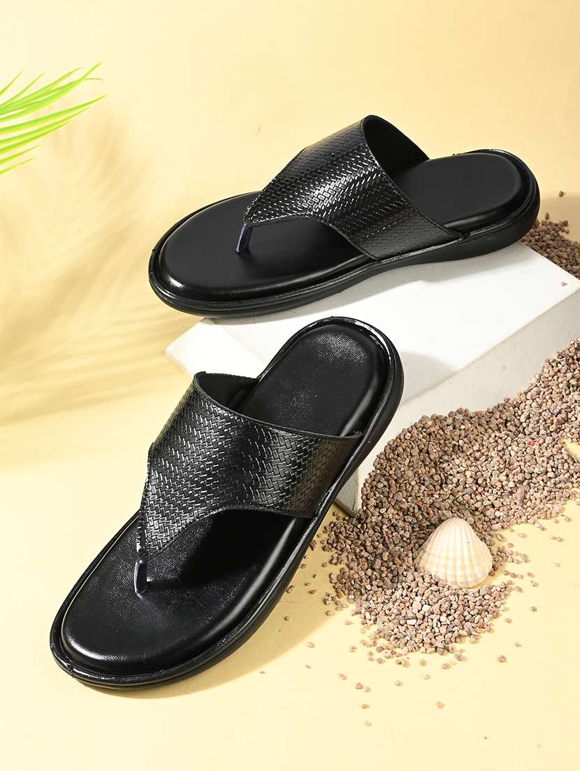 NINE STEP Men Black Toe Separator Sandal - Image 1
