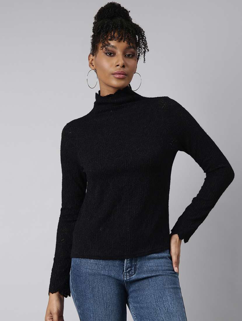 Women Self Design High Neck Regular Top - 22505030 -  Standard Image - 2