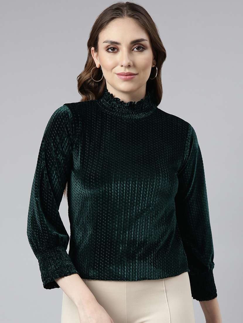 women self design high neck regular top - 22505043 -  Standard Image - 2