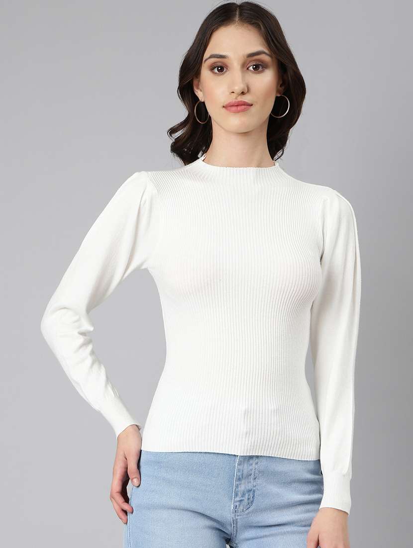 Women Solid Mock Neck Long Sleeves Regular Top - 22505048 -  Standard Image - 2