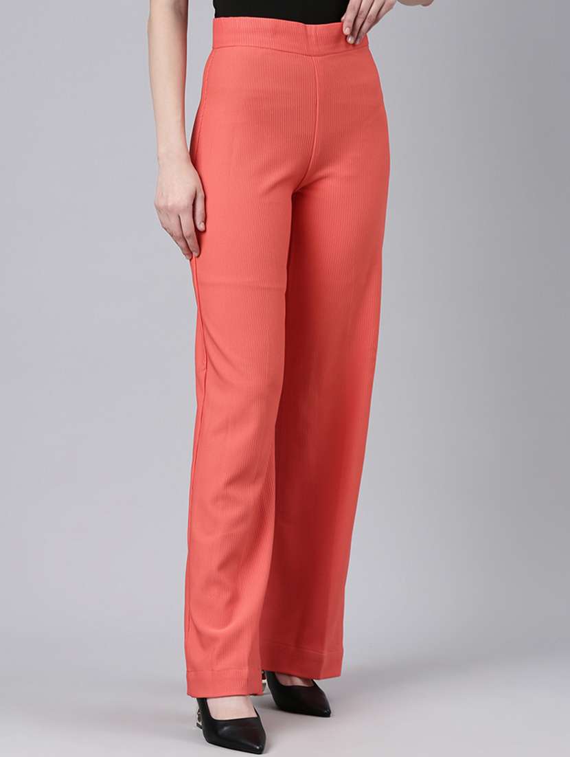 women self design mid rise straight fit trouser - 22505057 -  Standard Image - 2