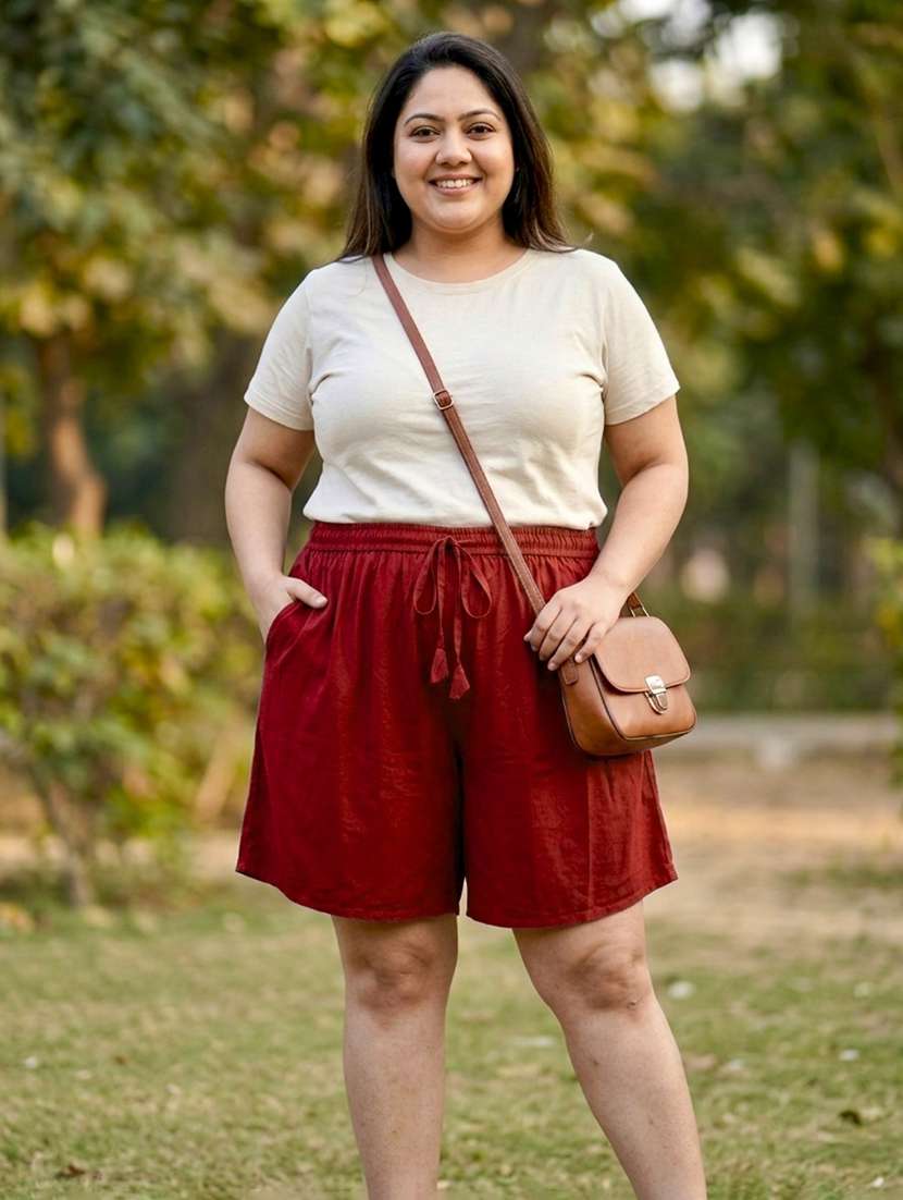 women solid mid rise regular shorts