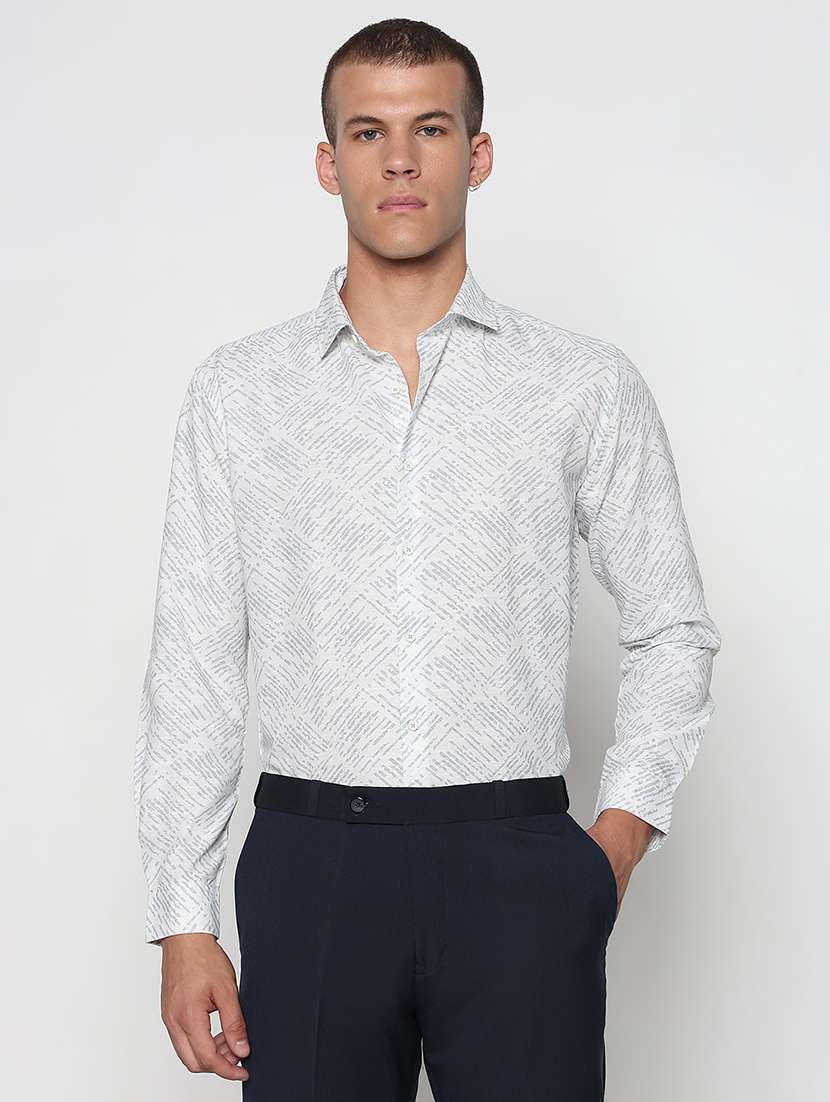 Men Printed Long Sleeve Slim Fit Formal Shirt - 22505159 -  Standard Image - 2
