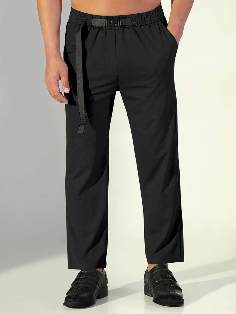 men solid low rise flat front casual trouser - 22505179 -  Standard Image - 2