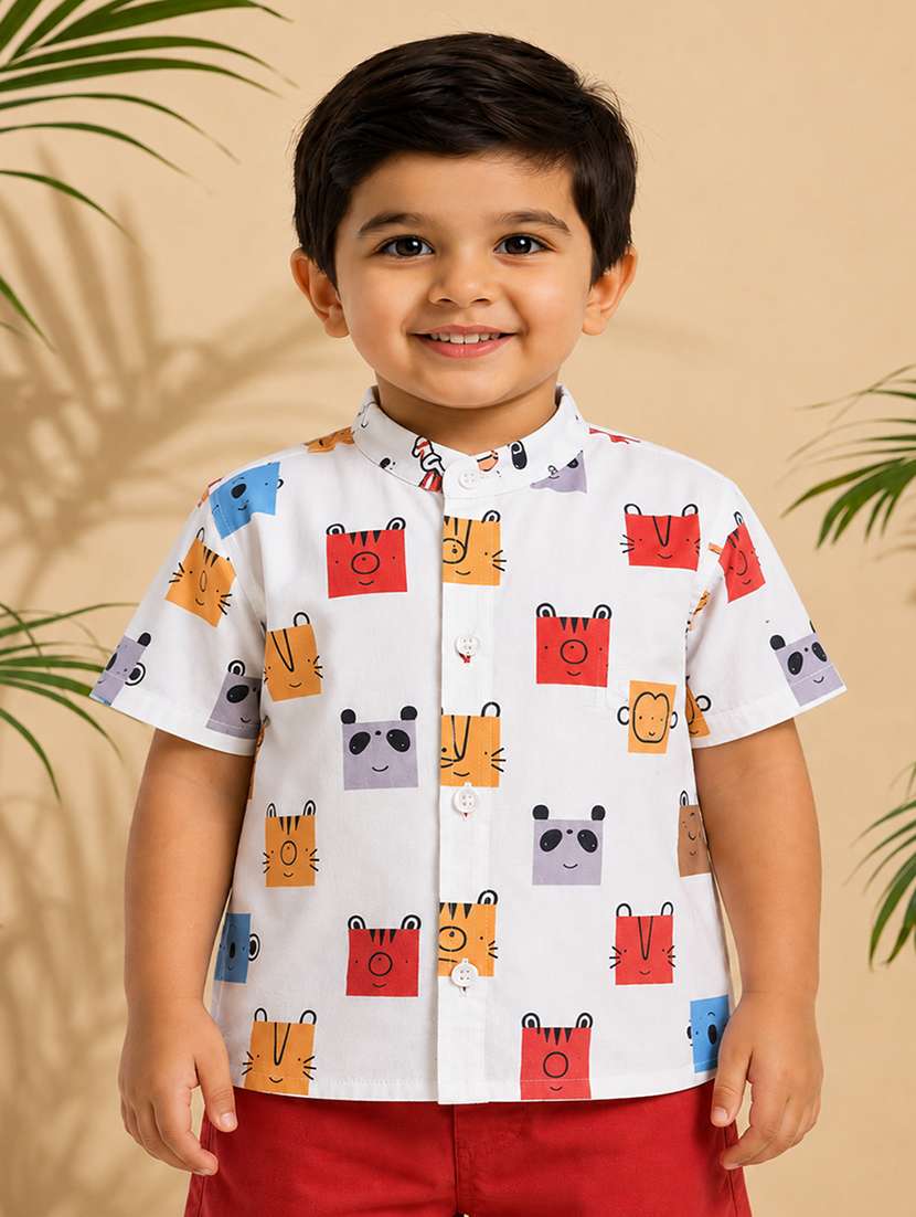 boys printed short sleeve casual shirt
