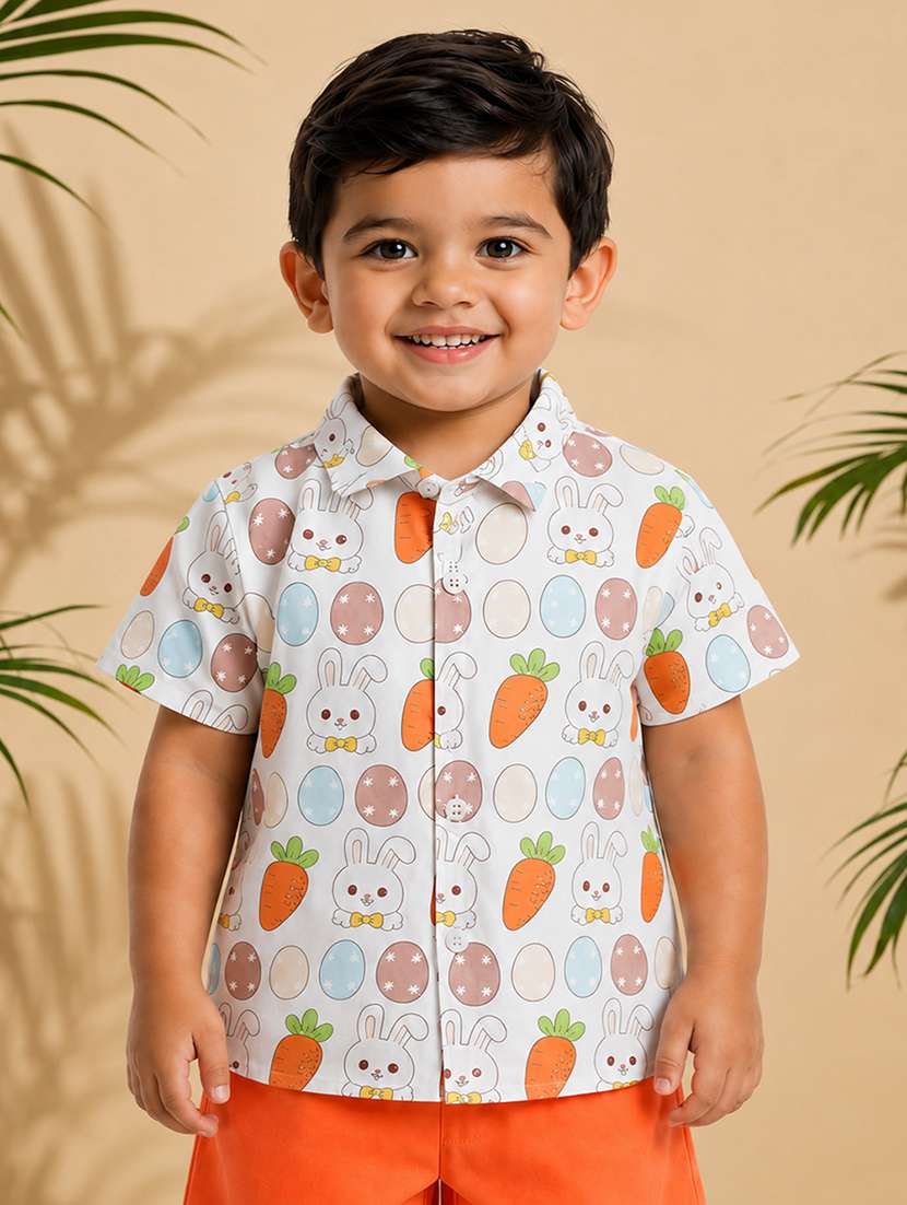 boys printed short sleeve casual shirt